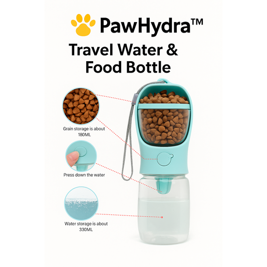 PawHydra™ – Travel Water & Food Bottle